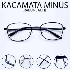 Kacamata Minus Warna Hitam -0.50 sampai -4.00 Rabun Jauh Frame Besi Kotak Kecil