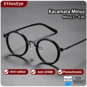 EthosEye Kacamata Minus Photocromic Wanita Pria Frame Anti Radiasi Blueray Anti radiasi Potocromic Besi Fashion 2 in 1